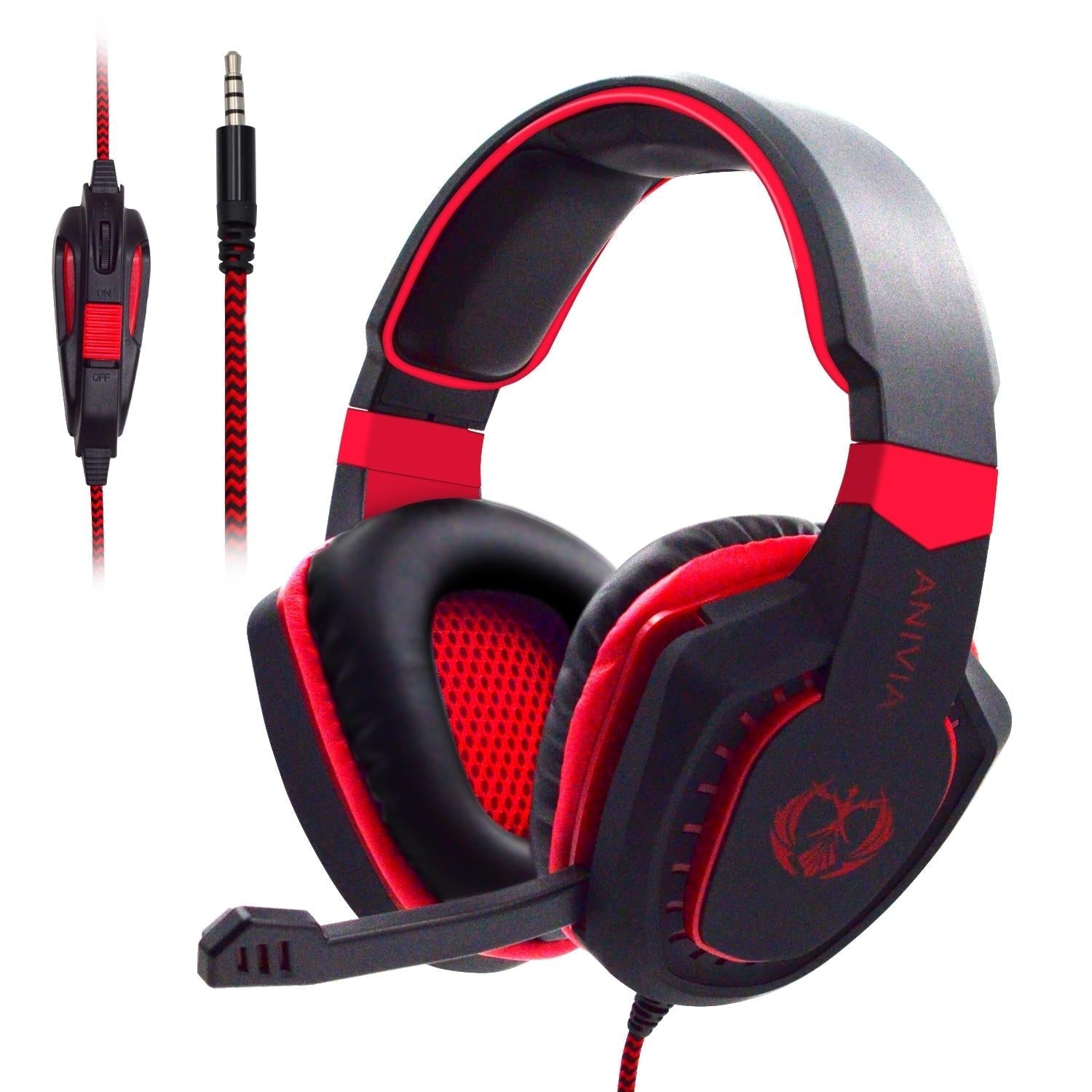 3.5Mm Noise-Canceling Gaming Headset With Retractable Mic 2M Cable Red The AuDHD Store