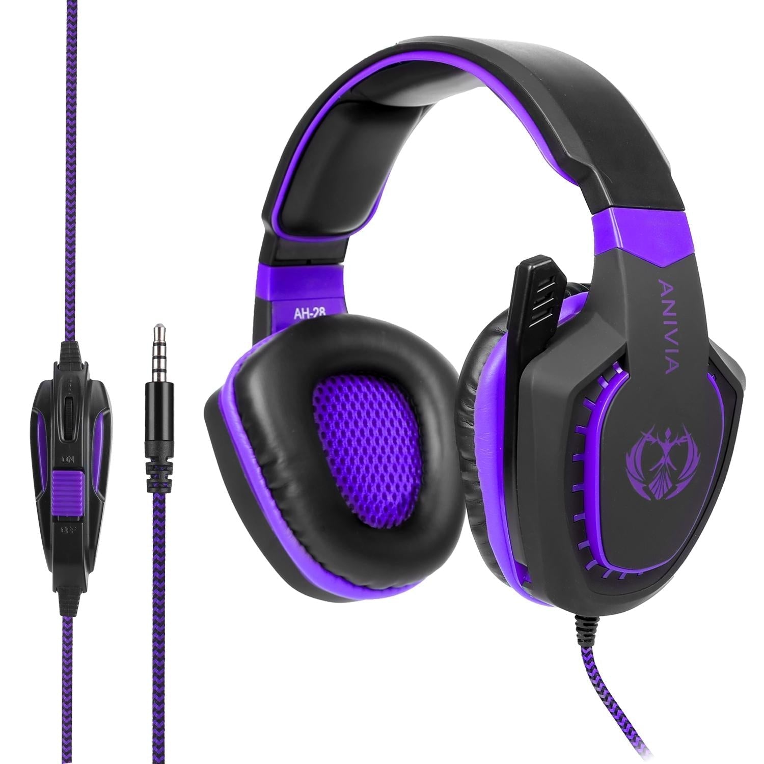 3.5Mm Noise-Canceling Gaming Headset With Retractable Mic 2M Cable Purple The AuDHD Store