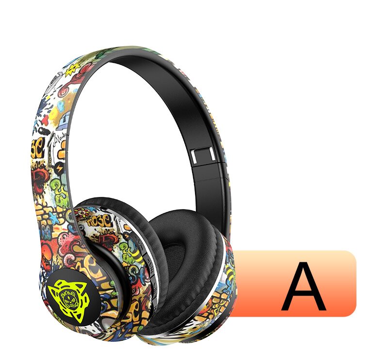 Graphic Wireless Bluetooth Headphones - Stylish Over-Ear Design with Long Battery Life, Hi-Fi Sound, and Universal Compatibility (colour A) The AuDHD Store