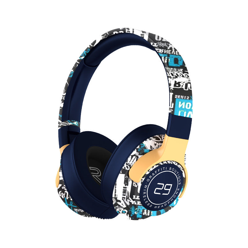 Trendy Graffiti Wireless Over-Ear Headphones - Bluetooth 5.1, HIFI 360 Surround Sound, 12H Playtime, Low Latency(blue) The AuDHD Store