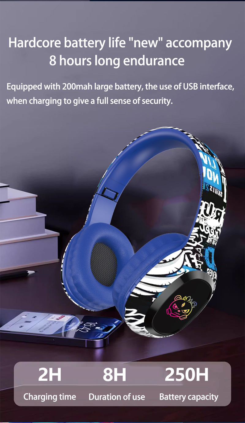 RGB Wireless Over-ear Headphones with Graffiti Design - Bluetooth 5.3, HIFI Sound, RGB Light, 8H Playtime The AuDHD Store