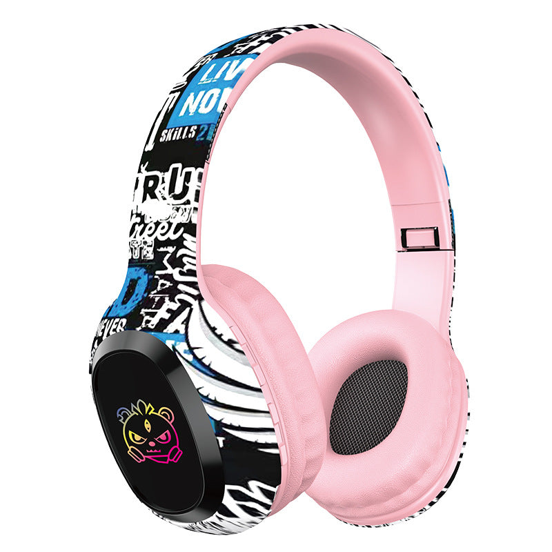 Wireless Over-Ear Headphones with Graffiti Design - Bluetooth 5.3, HIFI Sound, RGB Light, 8H Playtime(pink) The AuDHD Store