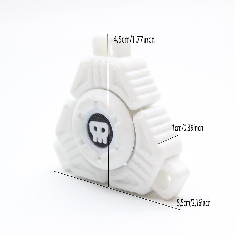Sci-Fi Triangular Keychain Fidget Spinner - 3D Printed EDC Stress Relief Tool in White The AuDHD Store