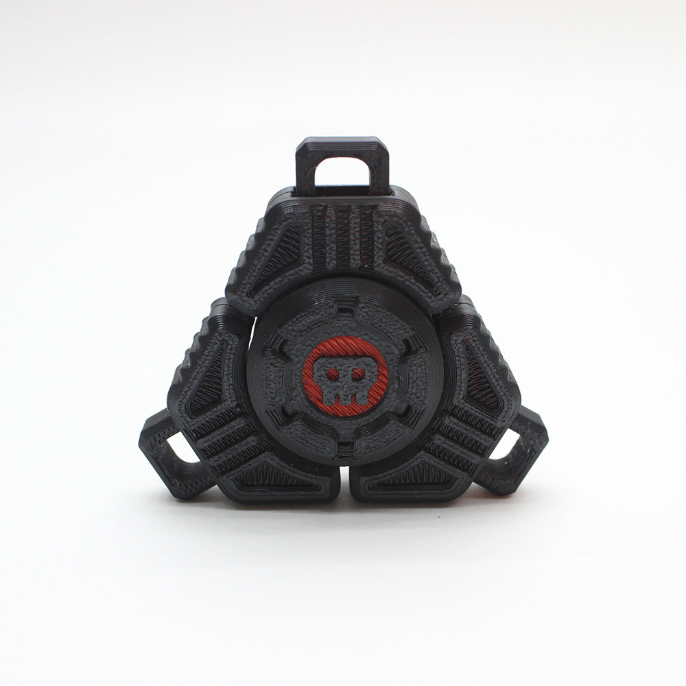 Sci-Fi Triangular Keychain Fidget Spinner - 3D Printed EDC Stress Relief Tool in Black The AuDHD Store