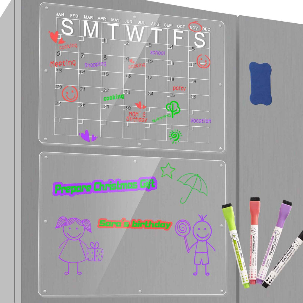Magnetic Acrylic Fridge Calendar & Memo Board Set The AuDHD Store