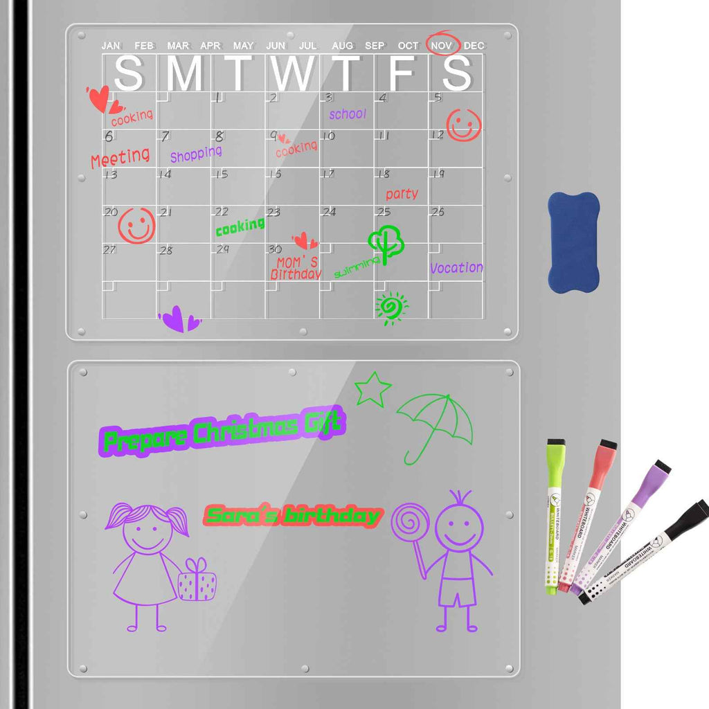 Magnetic Acrylic Fridge Calendar & Memo Board Set The AuDHD Store
