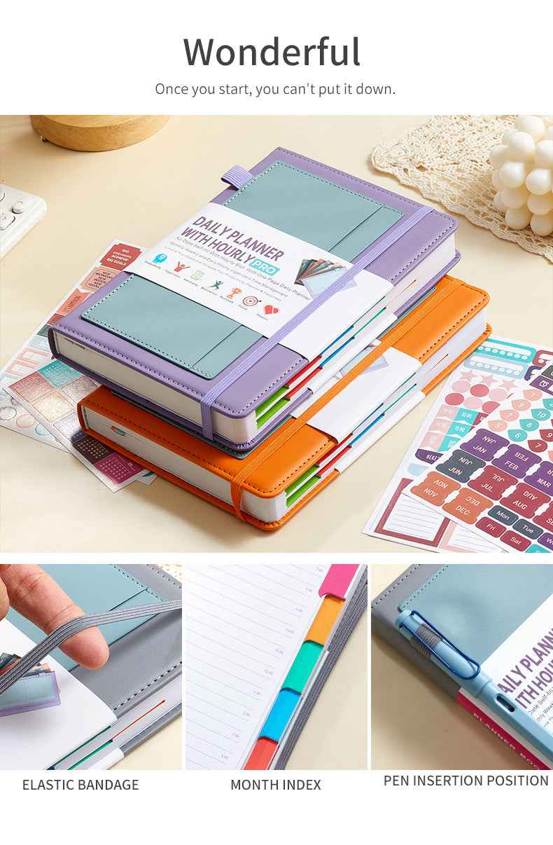 Green A5 PU Leather Agenda Daily Planner The AuDHD Store