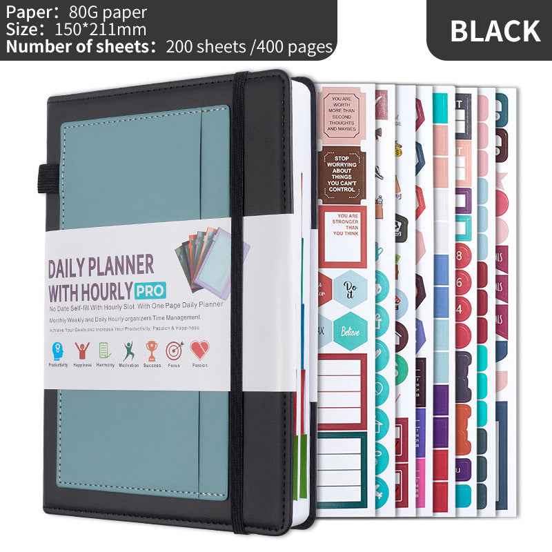 Black A5 PU Leather Agenda Planner The AuDHD Store