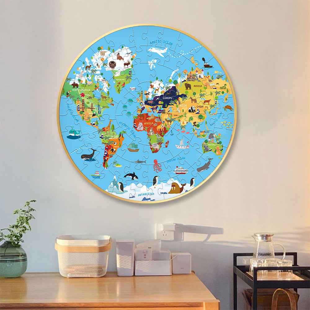 World Animal Puzzle — 70-Piece Round Cardboard Jigsaw Puzzle The AuDHD Store