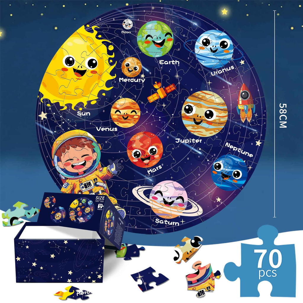 Round 70 Piece Space luminous Jigsaw Puzzle The AuDHD Store