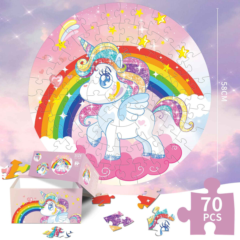 Round 70-Piece Unicorn Jigsaw Puzzle The AuDHD Store
