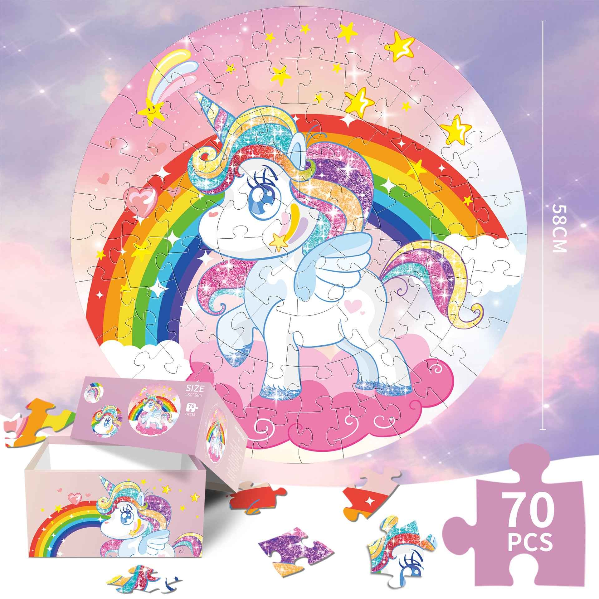 Round 70-Piece Unicorn Jigsaw Puzzle The AuDHD Store