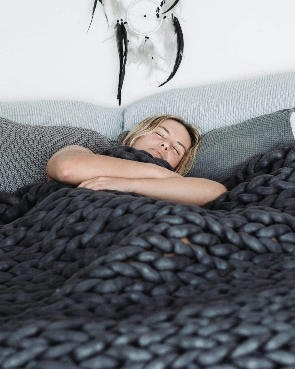 Knitted Weighted Blanket Dark Grey The AuDHD Store