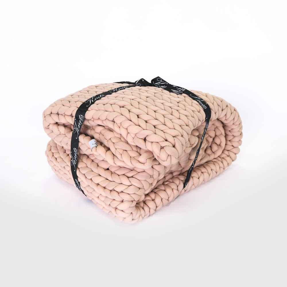 Knitted Weighted Blanket Beige The AuDHD Store