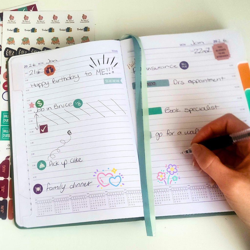 Undated A5 Daily Planner for Focus, Flexibility & Gentle Structure - Green The AuDHD Store