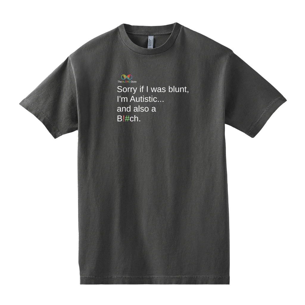 Sorry, Not Sorry Heavyweight Tee - Washed out black The AuDHD Store