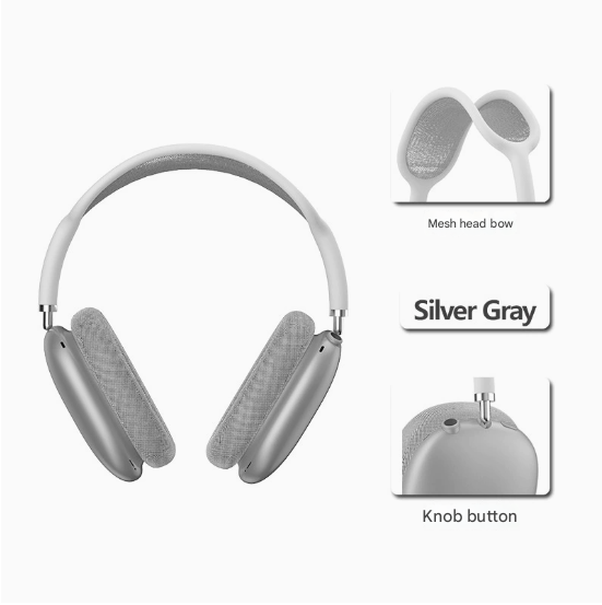 Comfort Mesh Bluetooth Over-Ear Headphones Silver Grey The AuDHD Store