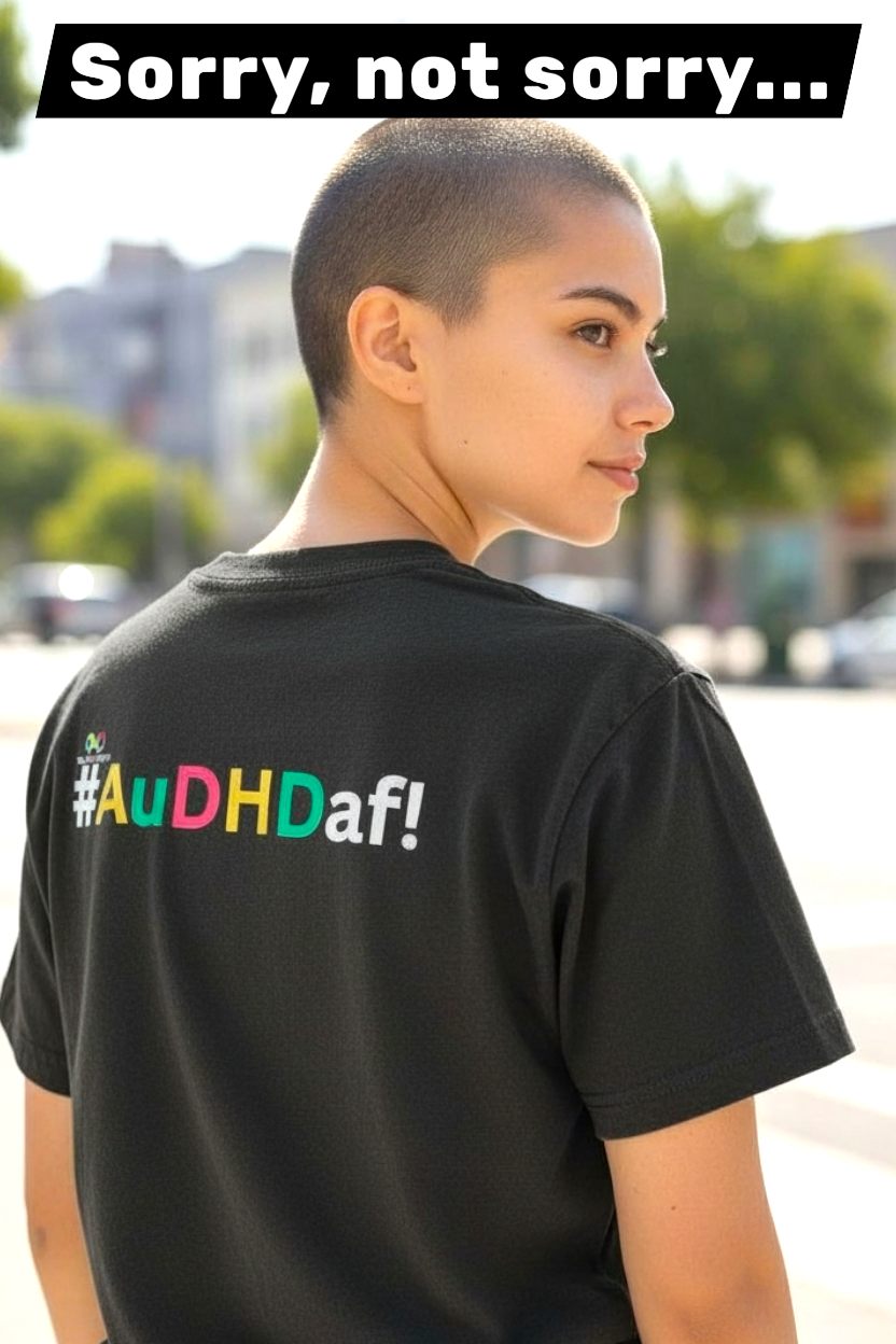 Sorry, Not Sorry Heavyweight Tee - Washed out black The AuDHD Store